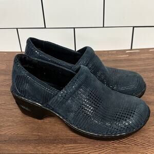 Boc/Born Concept Women's Peggy Clogs Blue Leather Block Heel Slip On Size 7 M